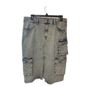New Wild Fable Women Size XXL Light Wash Modest Skirt Jean Denim Midi Slit Front